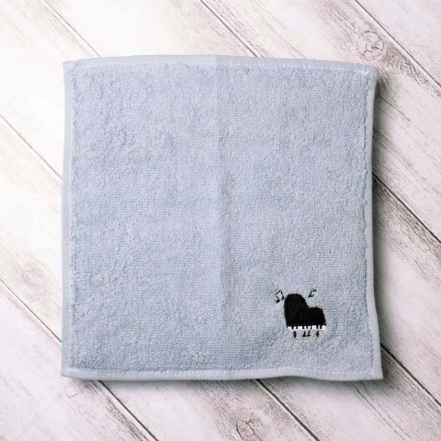 スケッチ刺繍 タオルハンカチ グランドピアノ 音楽雑貨 音楽グッズ