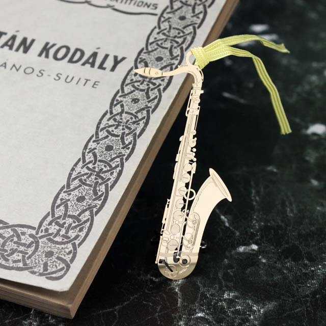 tenor sax テナーサックス きんのしおり 純金メッキ栞 音楽雑貨 音楽グッズ