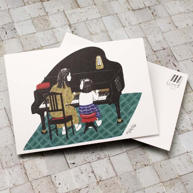 音楽の情景 絵葉書 ポストカード 母娘の日常 ピアノ