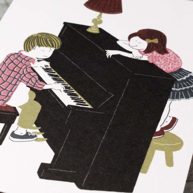 音楽の情景 絵葉書 ポストカード 一曲弾いて！ ピアノ
