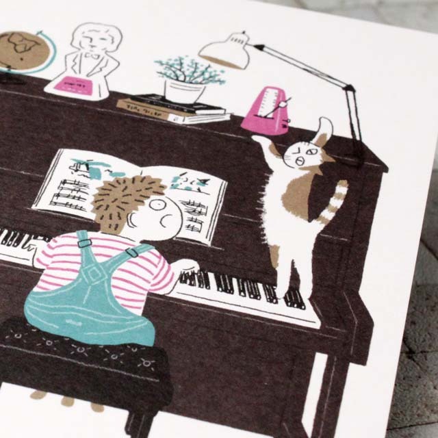 音楽の情景 絵葉書 ポストカード 拍子 ピアノ