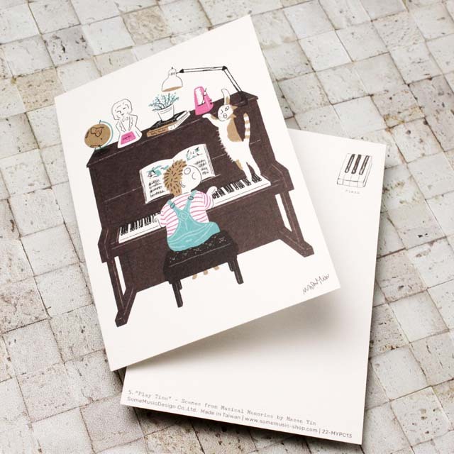 音楽の情景 絵葉書 ポストカード 拍子 ピアノ
