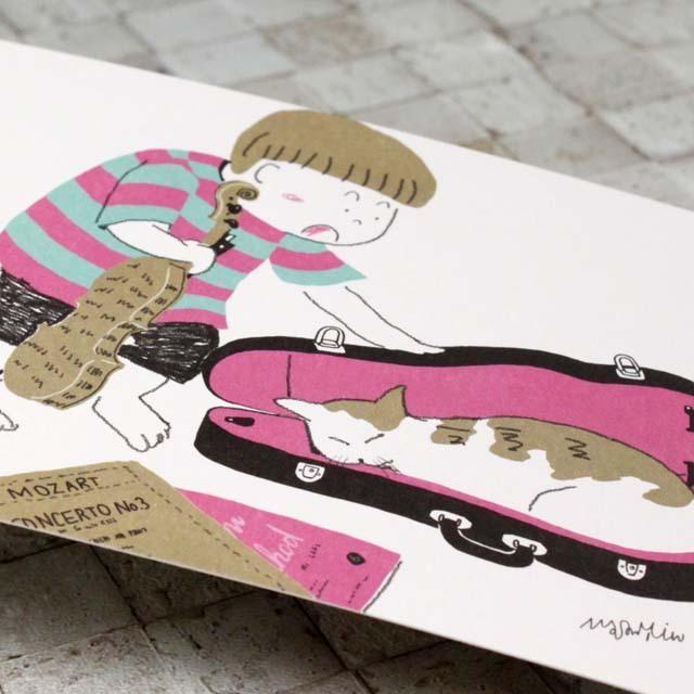 音楽の情景 絵葉書 ポストカード かくれんぼ ヴァイオリン