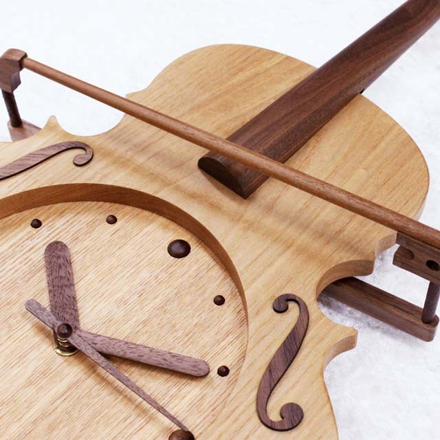 ヴァイオリン 掛時計 振り子時計 ニレ 音楽雑貨 音楽グッズ 音楽ギフト