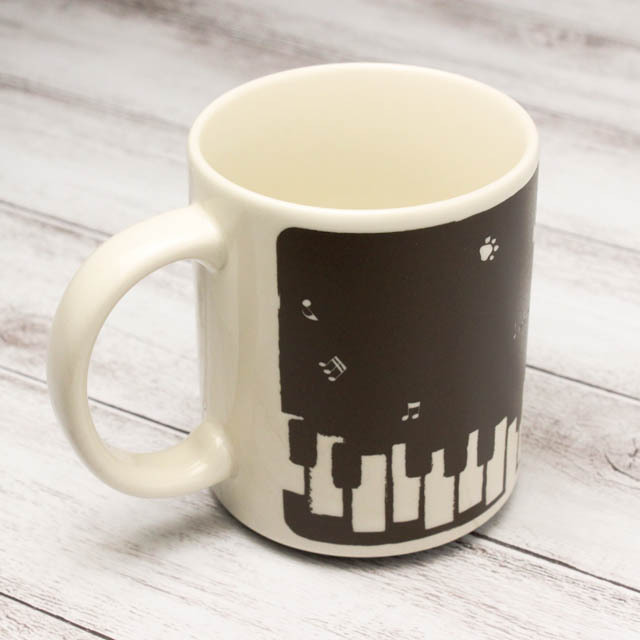 猫はピアニスト ピアノ鍵盤 マグカップ 音楽雑貨 音楽グッズ ピアノグッズ