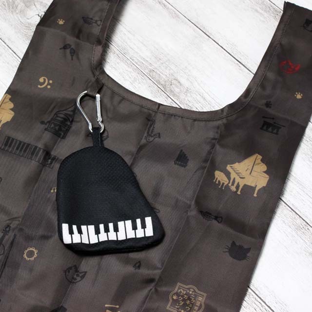 ピアノ鍵盤と猫6兄弟 エコバッグ【L】 230522 音楽雑貨