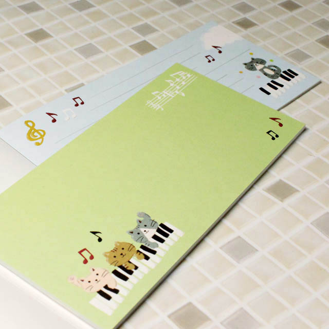 cat piano trio 一筆箋 ピアノ 鍵盤 音楽雑貨 音楽グッズ