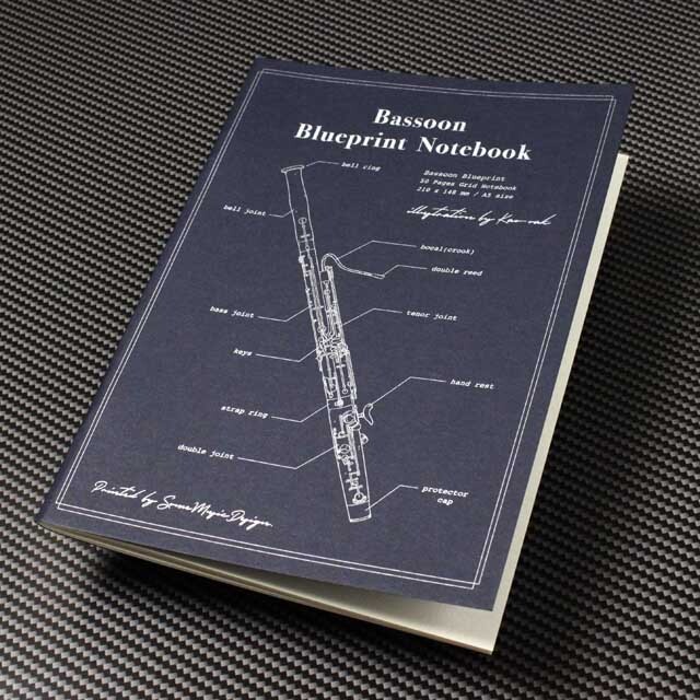 設計図ノート fagott bassoon ファゴット バスーン 音楽雑貨 音楽グッズ 方眼ノート