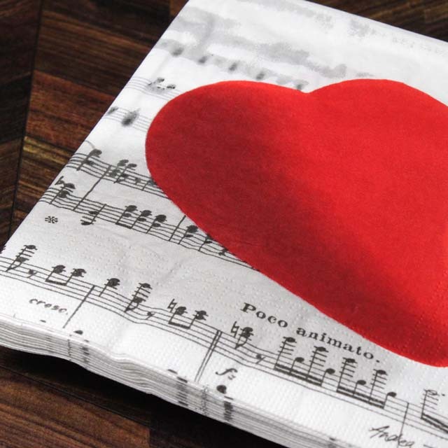 ペーパーナプキン ペーパータオル 愛と音楽 ハート 音楽雑貨 音楽グッズ