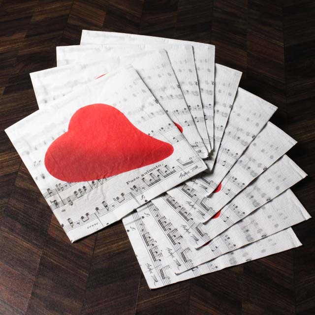 ペーパーナプキン ペーパータオル 愛と音楽 ハート 音楽雑貨 音楽グッズ