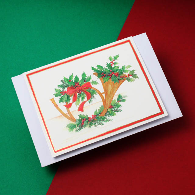 クリスマスカード ホルン クリスマスリース  音楽雑貨 音楽グッズ