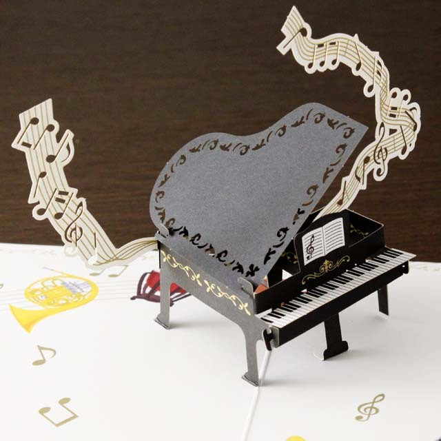 復活】 誕生カード 《3D グランドピアノ》 815752 音楽雑貨