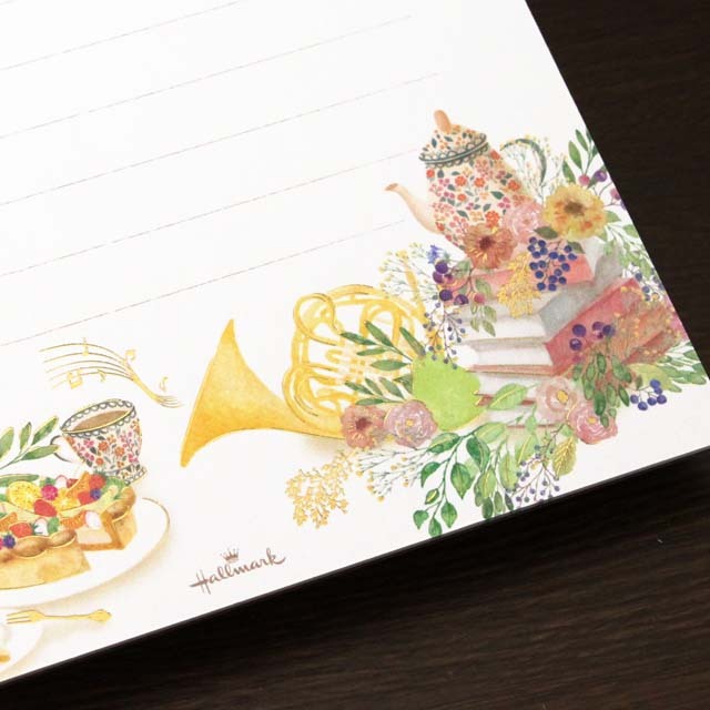 便箋 レターパッド ホルン ティータイム 音楽雑貨 音楽グッズ  音楽ギフト