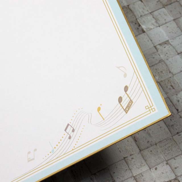 唐織「楽譜」　ト音記号のキラキラ飛び柄　薄墨ぼかし きれいめ単 裄70cm 多目的色紙 《ト音記号＆ヘ音記号》 717193 音楽雑貨・アクセサリー