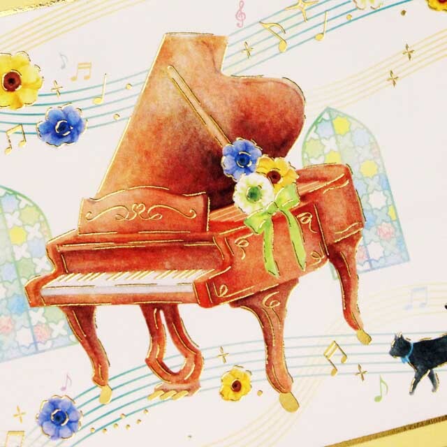 多目的カード グランドピアノ 立体 音楽雑貨 音楽グッズ 音楽ギフト