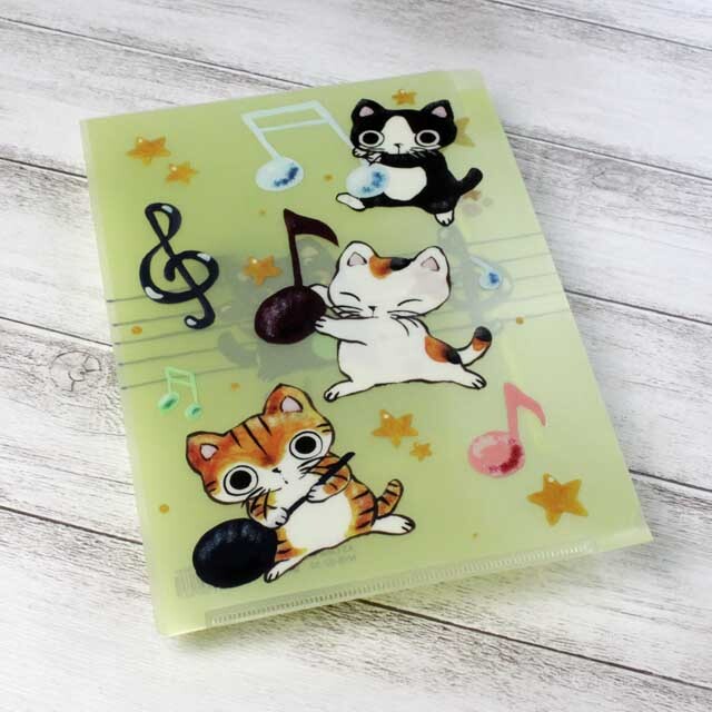 A５ ３ポケット クリアファイル Yamaneko 音符 音楽雑貨 音楽グッズ