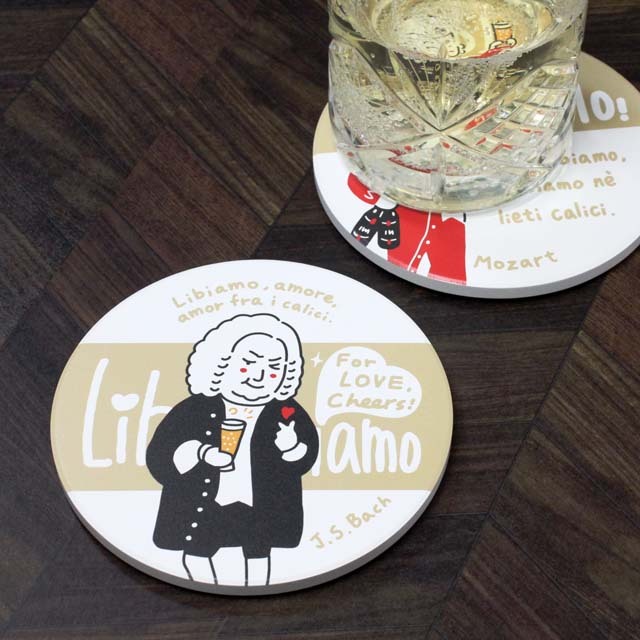 セラミック コースター 《バッハ》101942 音楽雑貨・アクセサリー専門