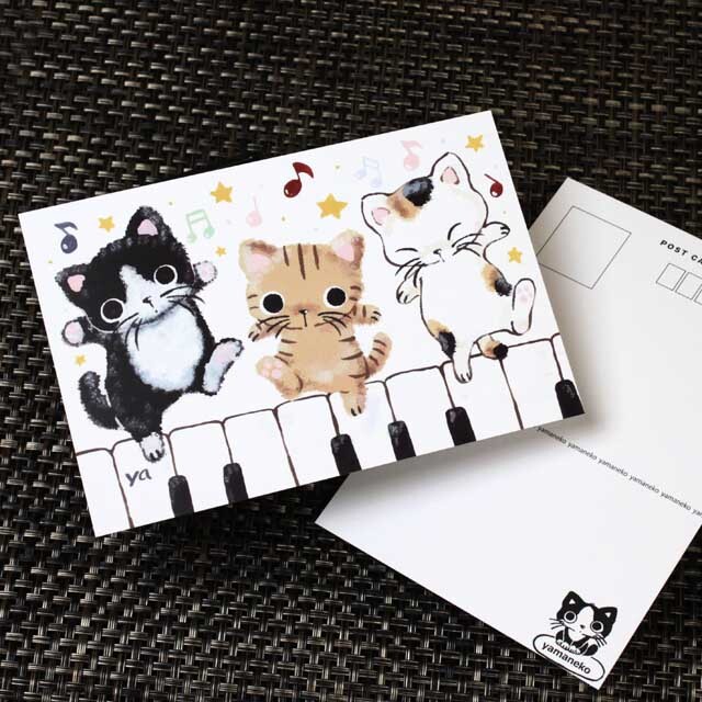 まるのおさんぽ 絵葉書 ポストカード 音符 ピアノ鍵盤 音楽雑貨 音楽グッズ