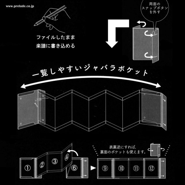 A4ファイル 楽譜ファイル 譜面ファイル KAKIKO ジャバラ型 音楽雑貨 音楽グッズ 演奏グッズ
