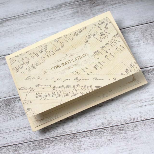多目的カード 楽譜と封蝋 Congratulations 音楽雑貨 音楽グッズ 音楽のある生活