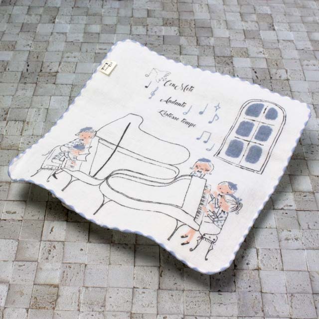 ShinziKatoh 《ピアノ・デュオ》 タオルハンカチ 454543 音楽雑貨