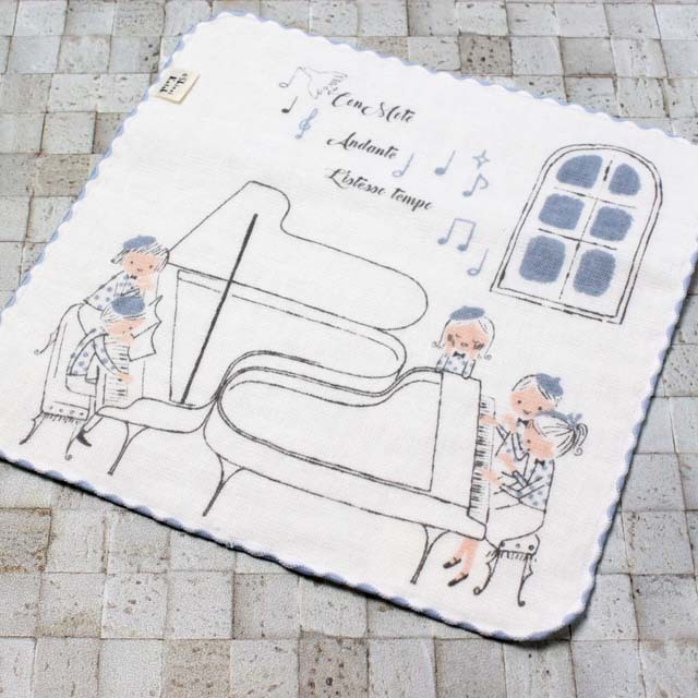 ピアノ・デュオ タオルハンカチ Shinzikatoh 泉州タオル 音楽雑貨 音楽グッズ 音楽ギフト 発表会記念品