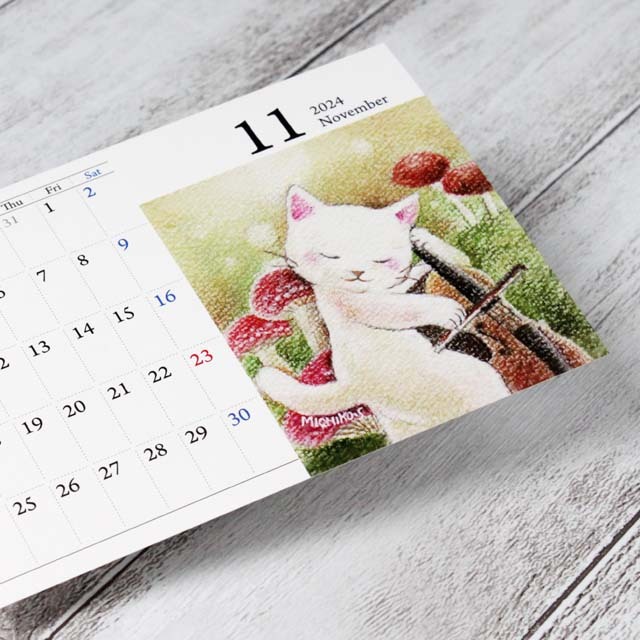 下島みちこ Strings Cat 卓上カレンダー 2024 音楽雑貨