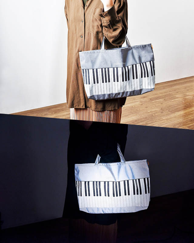 レッスンバッグ ピアノ鍵盤 反射素材 リフレクション 音楽雑貨 音楽ギフト