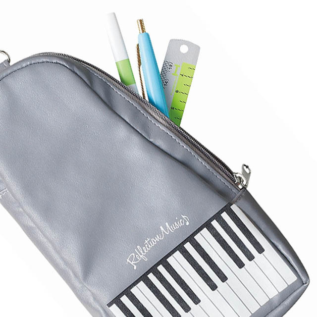 ペンケース ペンポーチ ピアノ鍵盤 反射素材 リフレクション 音楽雑貨 音楽ギフト