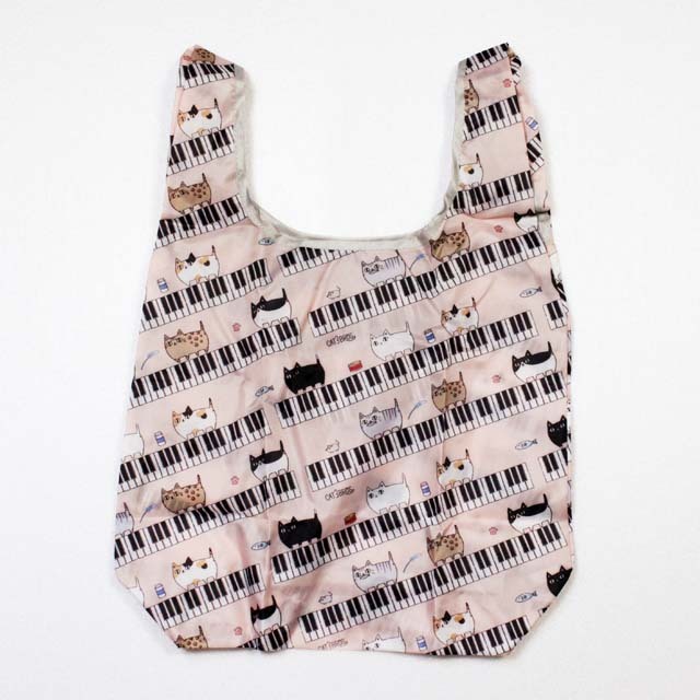 ビンテージ　ブックエンド　ピアノと女の子とネコ　ホリデーフェアー ピアノ鍵盤と猫6兄弟 エコバッグ【L】 230522 音楽雑貨