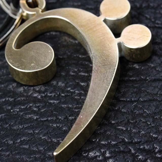 Solid BRASS キーホルダー ソリッドブラス ヘ音記号 音楽グッズ 音楽ギフト 音楽雑貨