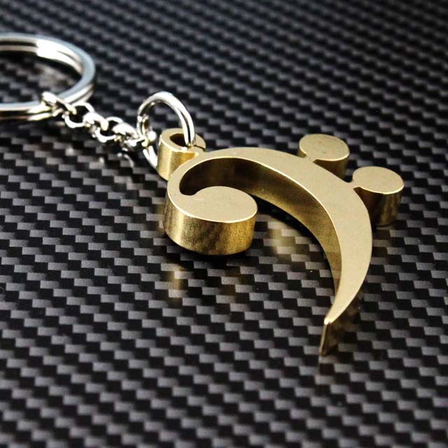 音楽記号木製キーホルダー♪IKさま専用ページ Solid BRASS 《ヘ音記号》 キーホルダー 135642 □ 音楽雑貨
