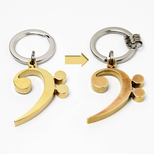 Solid BRASS キーホルダー ソリッドブラス ヘ音記号 音楽グッズ 音楽ギフト 音楽雑貨
