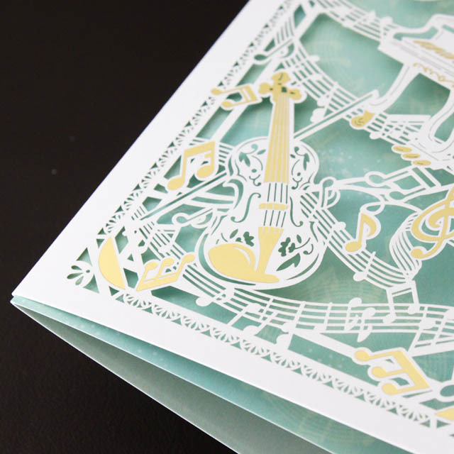 多目的カード 《切り絵 グランドピアノ＆ヴァイオリン》 193324 音楽