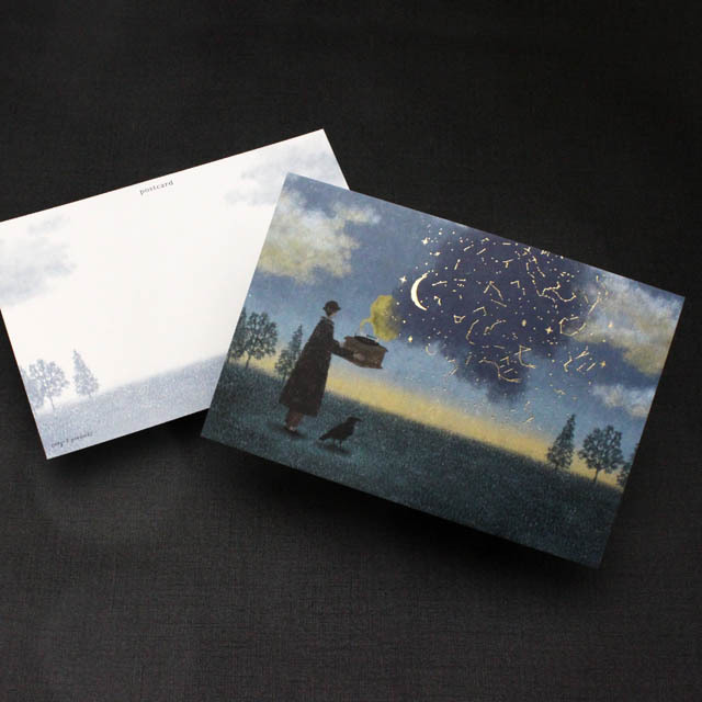 箔押し絵葉書 蓄音機 レコード 音楽雑貨 音楽ギフト ポストカード