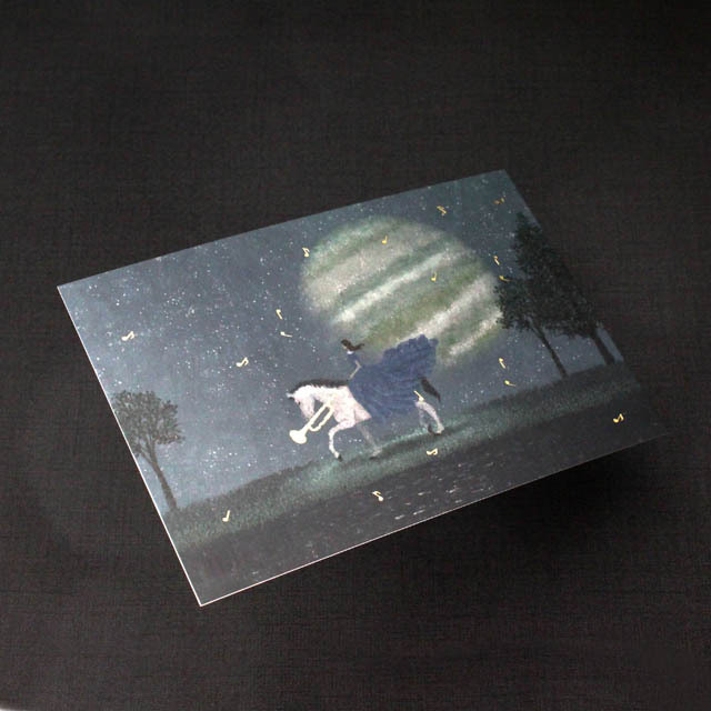 箔押し絵葉書 音符 トランペット 音楽雑貨 音楽ギフト ポストカード