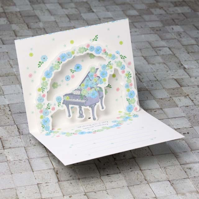 バースデーカード 誕生カード フラワーピアノ グランドピアノ 音楽雑貨 音楽ギフト