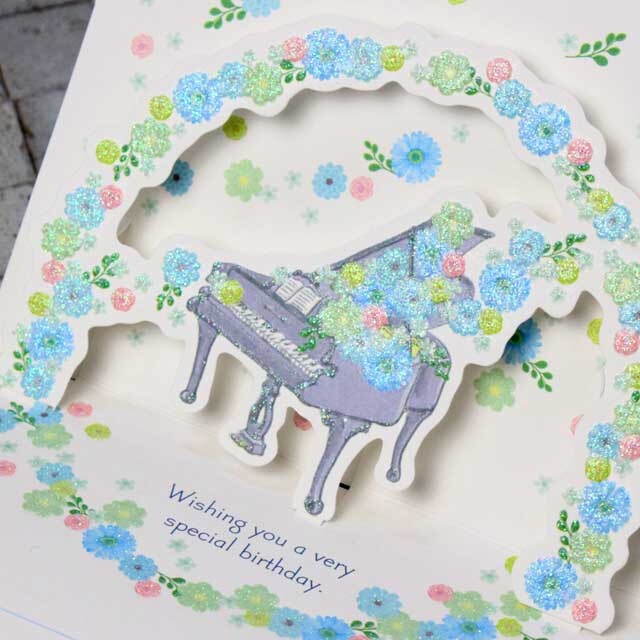 バースデーカード 誕生カード フラワーピアノ グランドピアノ 音楽雑貨 音楽ギフト