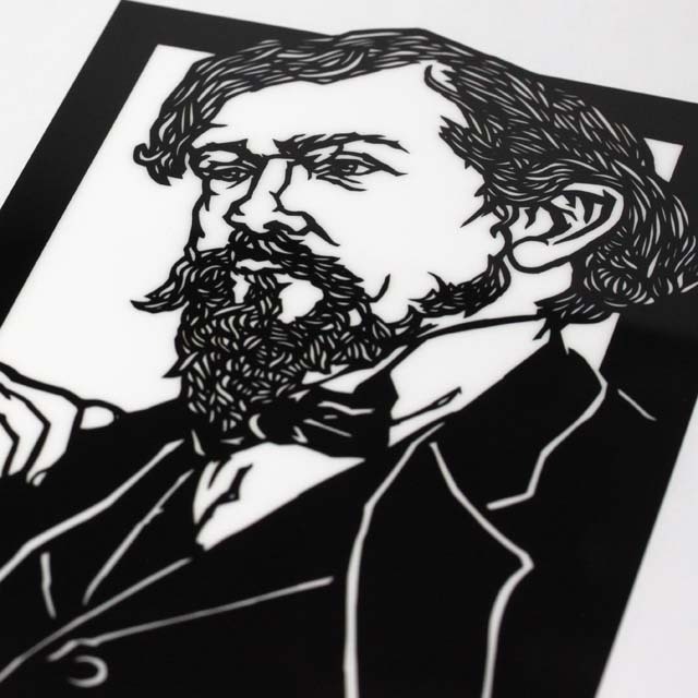 ドビュッシー Debussy クリアファイル クリアフォルダ 切り絵 栗田大地 音楽雑貨 音楽グッズ 音楽文具 音楽ギフト