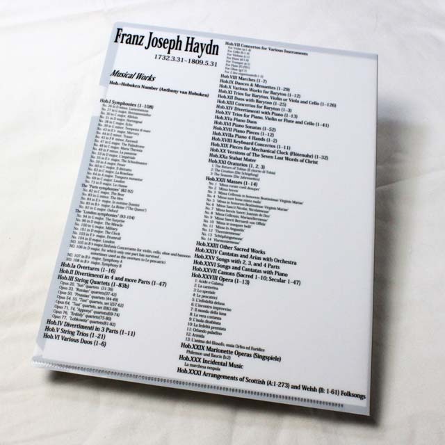 切り絵クリアファイル 《 Haydn 》 100021 音楽雑貨・アクセサリー専門
