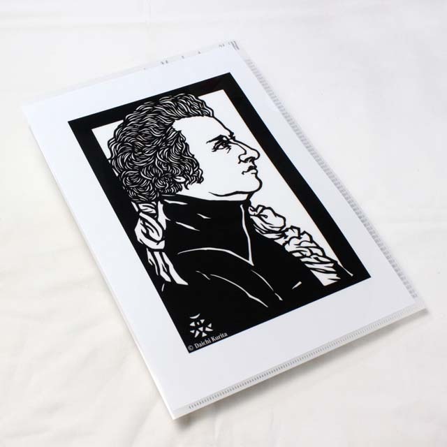 モーツァルト Mozart クリアファイル クリアフォルダ 切り絵 栗田大地 音楽雑貨 音楽グッズ 音楽文具 音楽ギフト