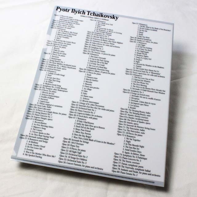 チャイコフスキー Tchaikovsky クリアファイル クリアフォルダ 切り絵 栗田大地 音楽雑貨 音楽グッズ 音楽文具 音楽ギフト
