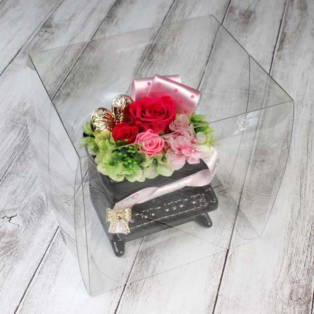 プリザーブドフラワー 《 アップライトピアノ 【M】ブラック