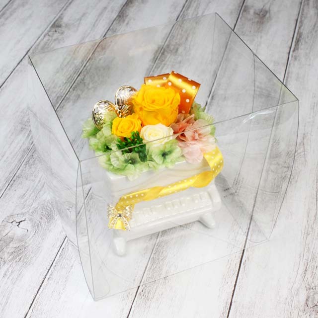 プリザーブドフラワー 《 アップライトピアノ 【M】ホワイト