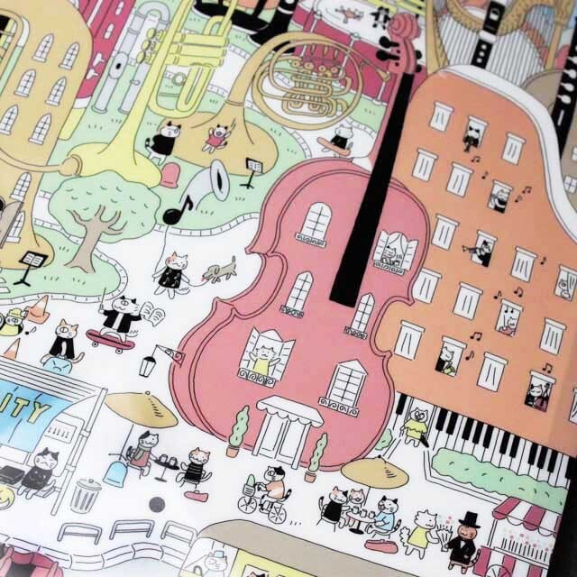ミュージックタウン 音楽都市 いろんな楽器 クリアファイル クリアフォルダ 音楽雑貨 音楽グッズ 発表会記念品