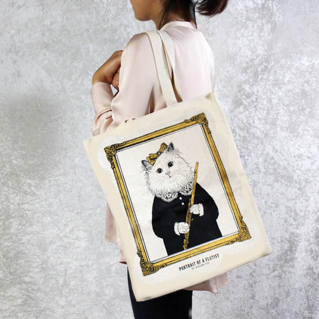 フルート flute 厚手コットンキャンバス トート 音楽雑貨 音楽ギフト