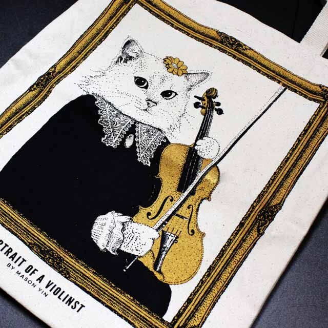 ヴァイオリン Violin 厚手コットンキャンバス トート 音楽雑貨 音楽ギフト