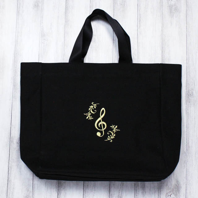 刺繍レッスンバッグ ト音記号 音楽雑貨 音楽ギフト 音楽グッズ トートバッグ