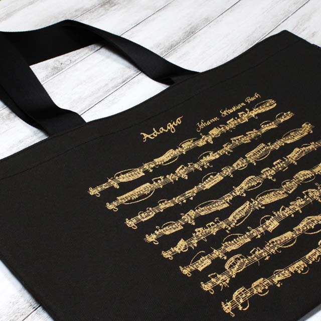 帆布トートバッグ バッハ Bach アダージョ Adagio 音楽雑貨 音楽ギフト 音楽グッズ