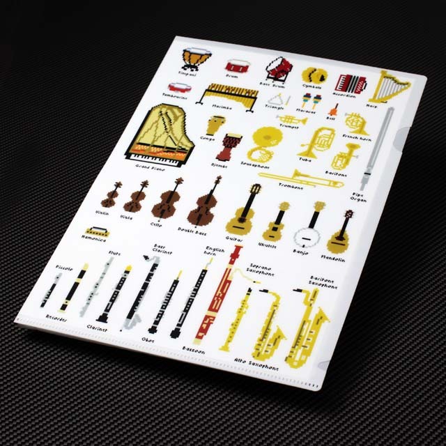 A4 クリアファイル 《 ドット絵 楽器図鑑41種 》 104400 音楽